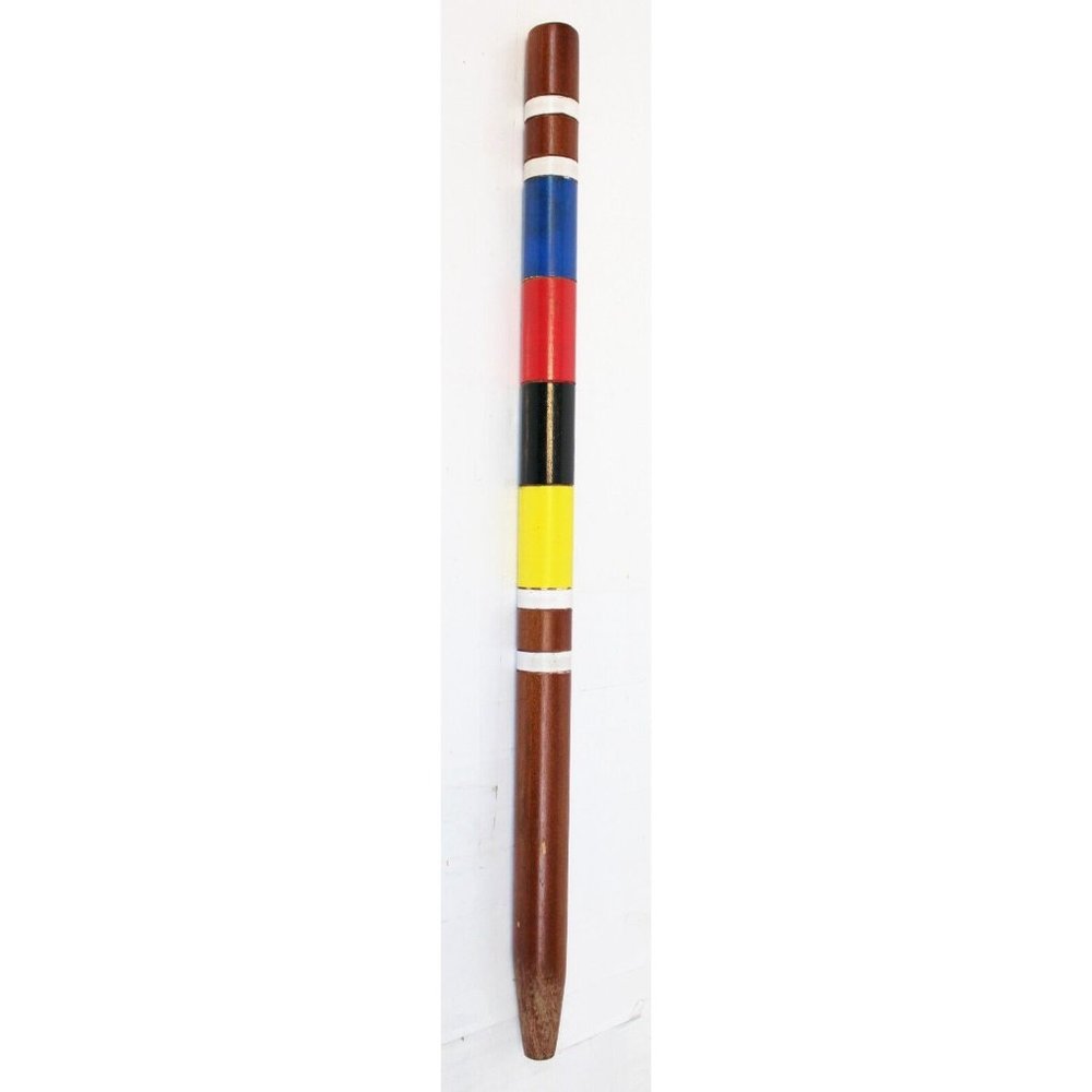 Croquet Stake 18'' Replacement Multicolor Striped Dark Wood Summer Backyard Fun